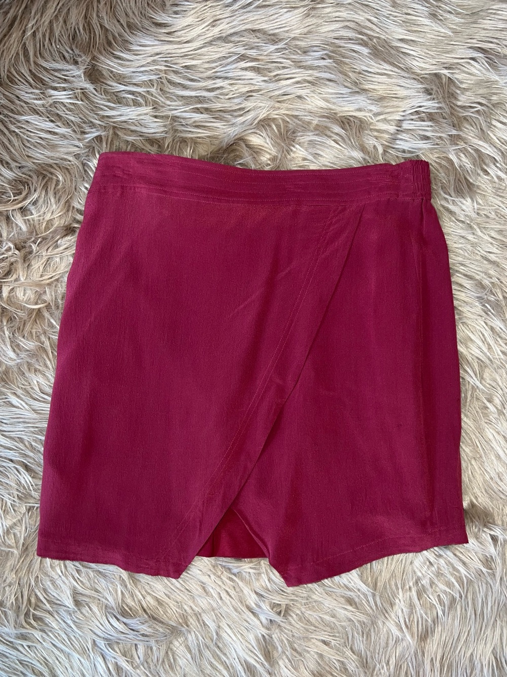 Madewell asymmetric pull-on front wrap skirt burgundy size M